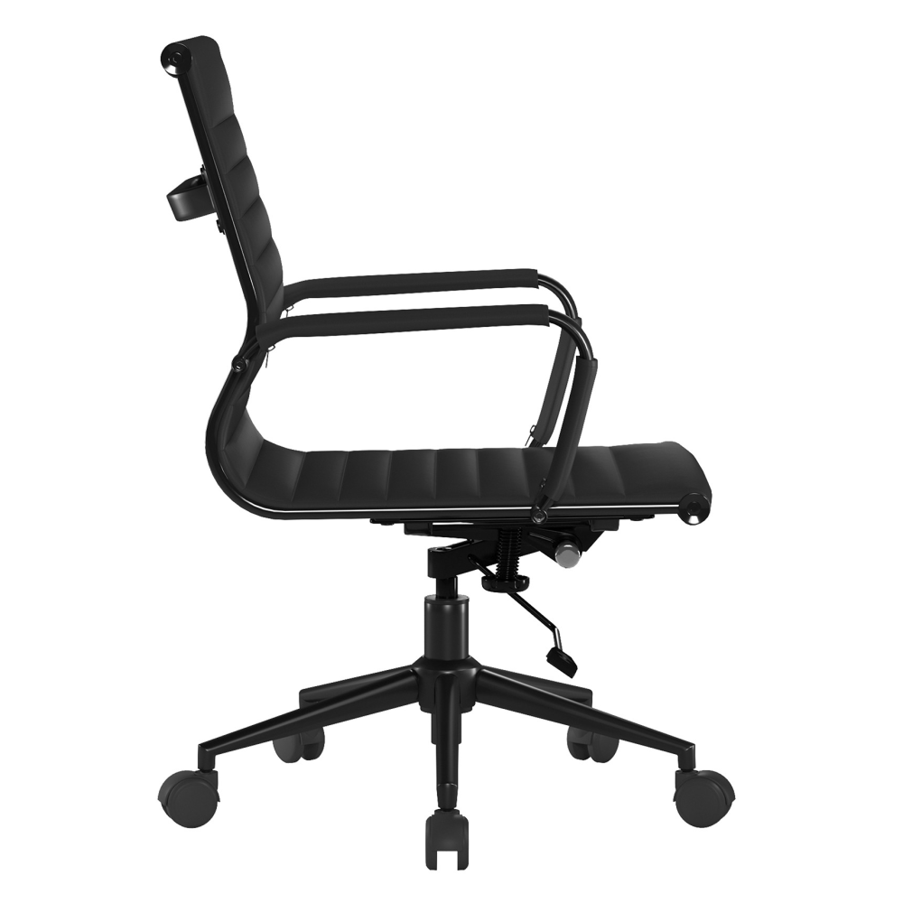 Aura All Black Medium Back Bonded Leather Executive Office Chair