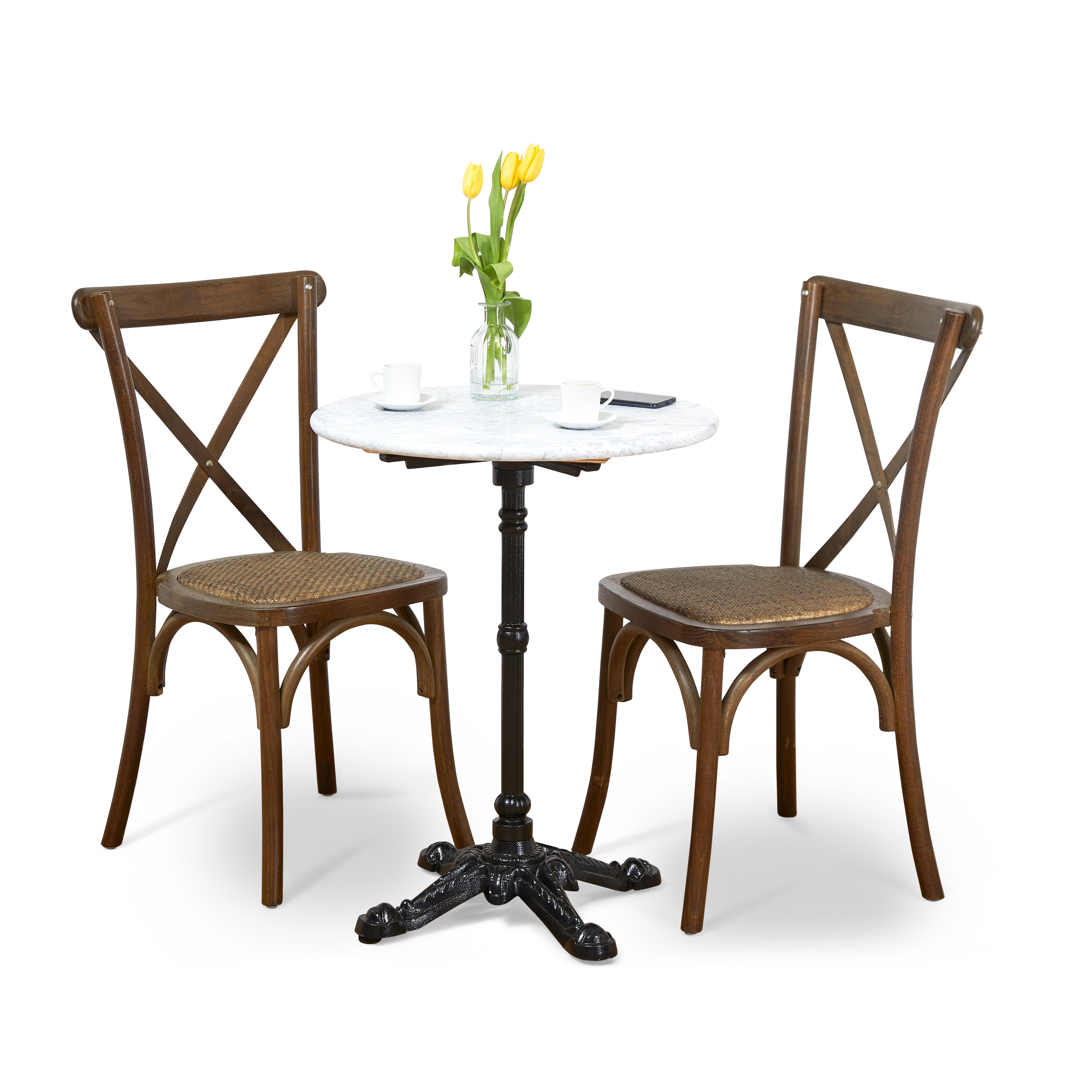 Crossback Stacking Chair - Rustic Oak with Rattan Seat