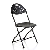 Classic Plus Folding Chair in Black – Front Angle View, Fan-Back Design