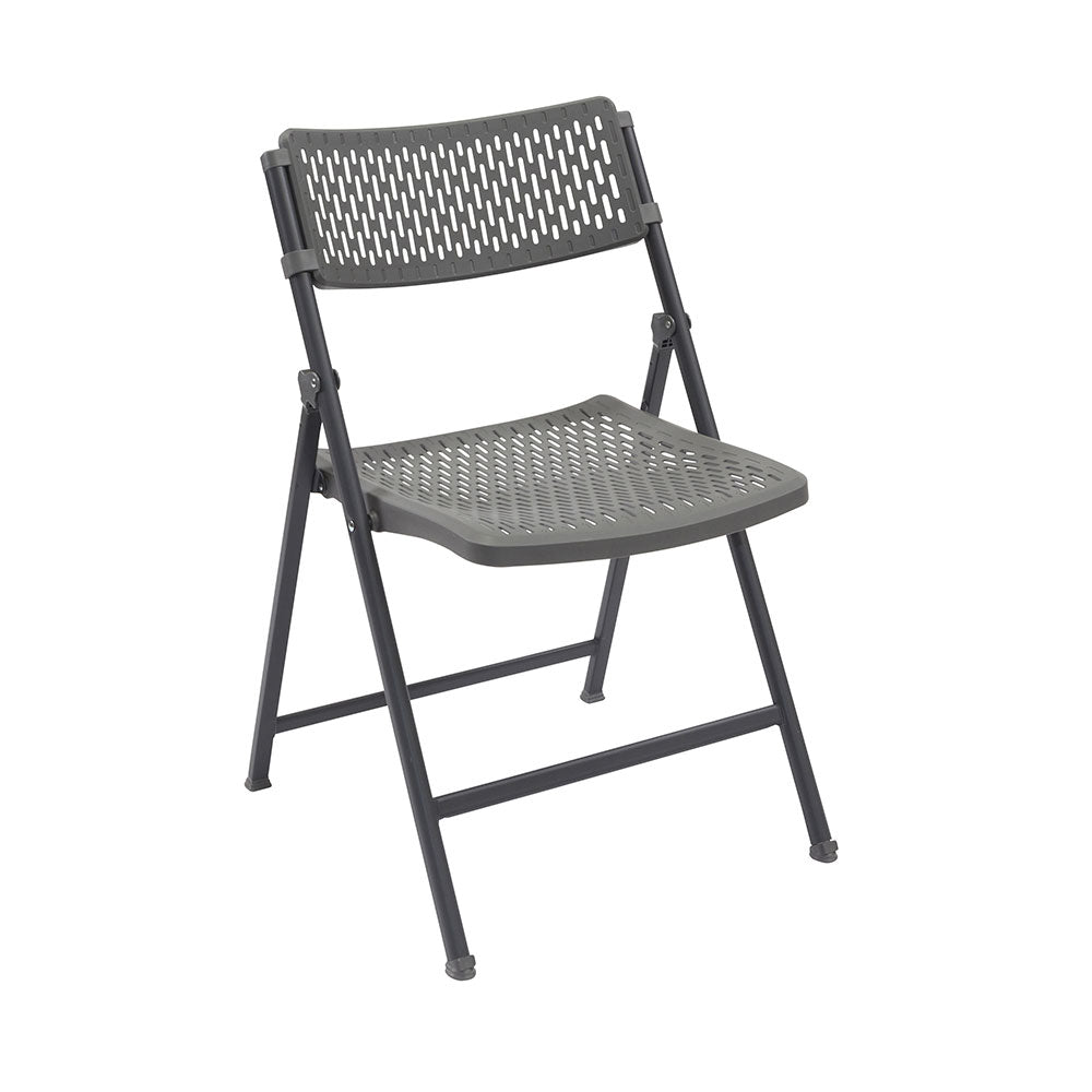 Aran Grey Contemporary Plastic Folding Chair Profile View.