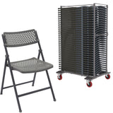 Aran Grey Contemporary Plastic Folding Chair with Chair Trolley.