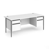 Chicago 25 Desk with H-Frame Legs - 2 and 2 Pedestals