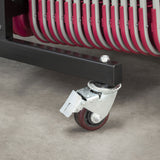 Detail of castor of chair storage trolley.