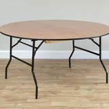 5ft Round Wooden Folding Table Bundle - 7 Tables & Trolley (1530mm)