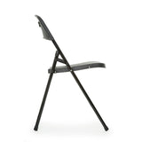 Smart contemporary black folding chair side profile view.
