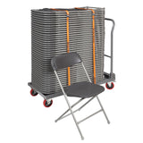 Charcoal Plastic Folding Chair with Chair Trolley.