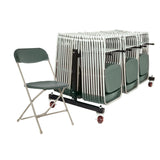 Charcoal Plastic Folding Chairs with Chair Trolley.