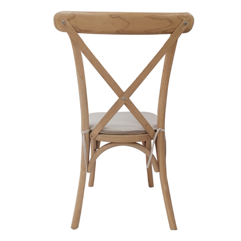 Crossback Stacking Chair in Light Oak Finish with Ivory Seat Pad