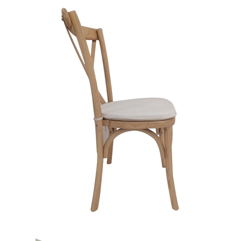 Crossback Stacking Chair in Light Oak Finish with Ivory Seat Pad