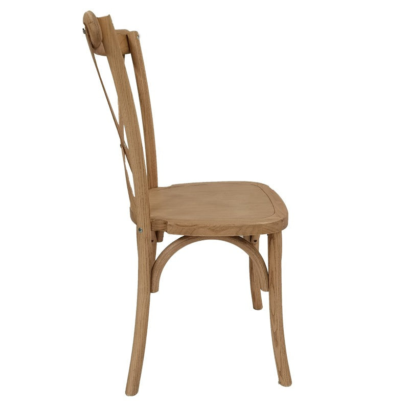 Crossback Stacking Chair in Light Oak Finish.