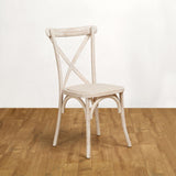 Crossback Stacking Chair - Limewash Finish with Rattan Seat
