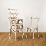 Crossback Stacking Chair - Limewash Finish with Rattan Seat