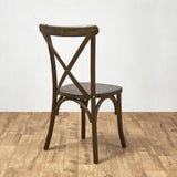 Back Of Rustic Oak Crossback Stacking Chair