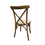 Crossback Stacking Chair with Rustic Finish and Ivory Cushion