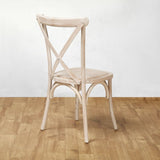 Crossback Stacking Chair - Limewash Finish with Rattan Seat