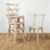 Crossback Stacking Chair - Limewash Finish with Rattan Seat