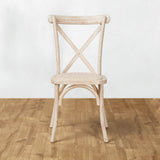 Crossback Stacking Chair - Limewash Finish with Rattan Seat