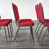 Crown Banqueting Chair - Burgundy Fabric - Silver Black Steel Frame