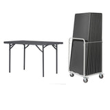 Zown Plastic Folding Table Bundle - 10 Tables & Upright Trolley - 4ft x 2ft 6in