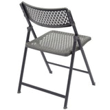 Rear Angle view of Aran Plastic Folding Chair showing ergonomic perforated seat and back