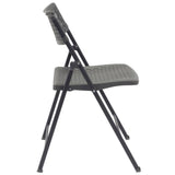 Side view of Aran Plastic Folding Chair showing ergonomic perforated seat and back