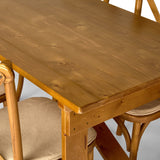 6ft rustic folding farm table made from solid pine - close up