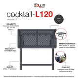 Heavy-duty rectangular poseur table for professional event use