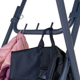 Portable square event table with integrated bag hooks