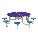 8 Seat Round Mobile Folding Table Seating Unit