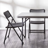 Aran Grey Contemporary Plastic Folding Chair with Folding Table.