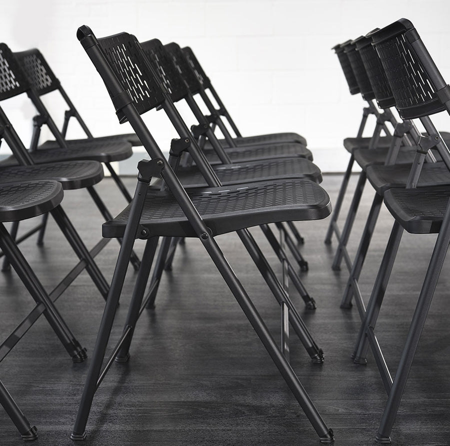 Black metal folding chairs bulk discount