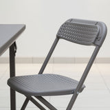 Grey BigClassic Plastic Folding Chair with Folding Table.