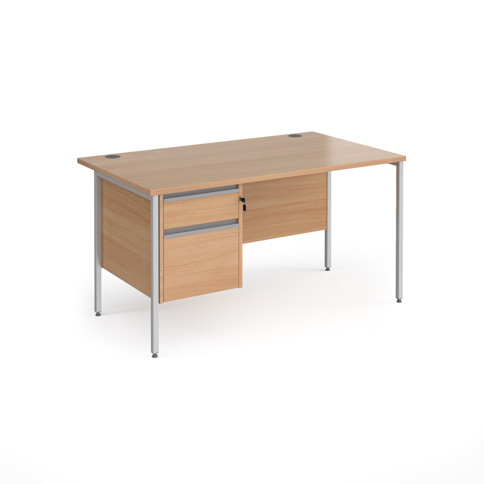 Chicago Desk with H-Frame Legs - 2 Drawer Pedestal