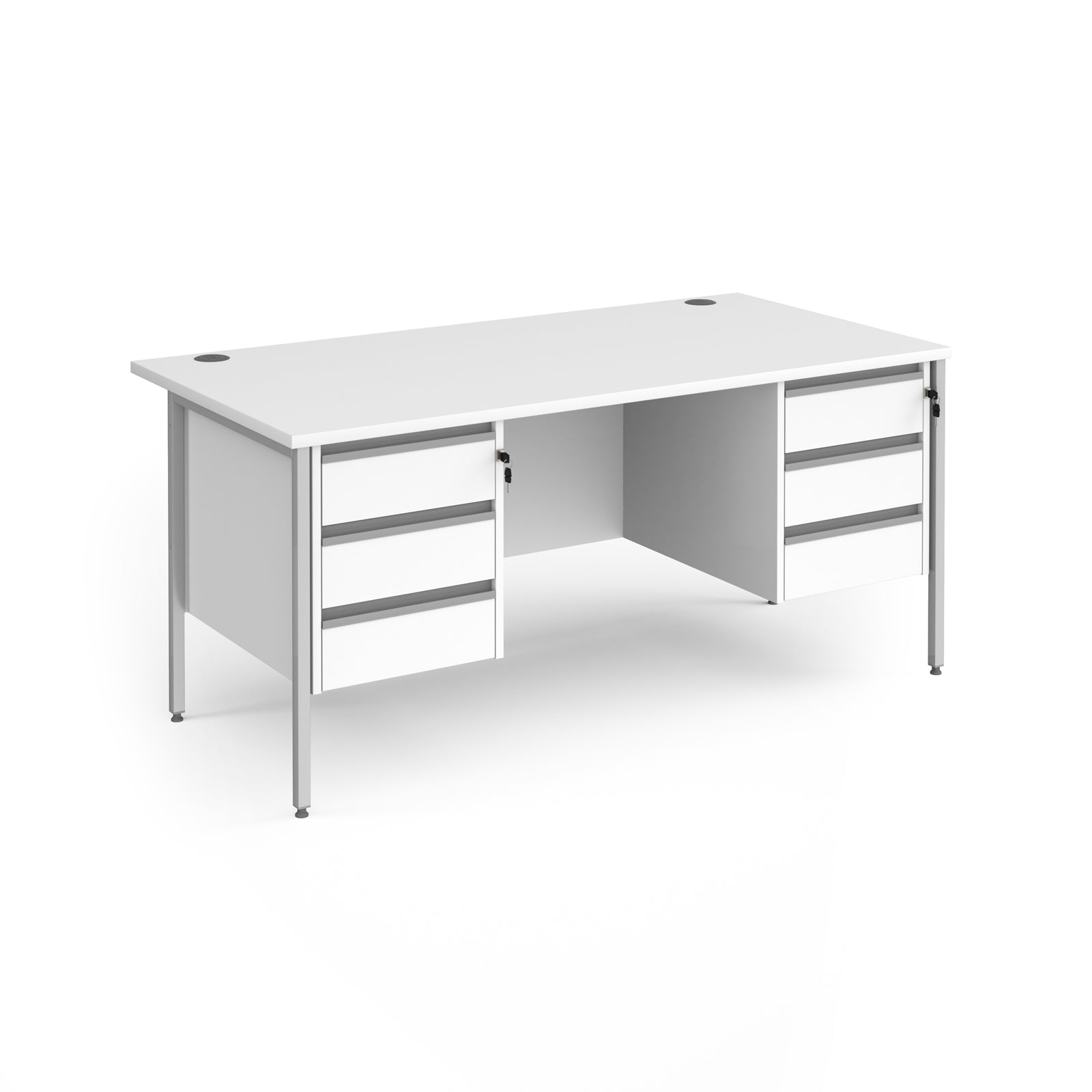 Chicago Desk with H-Frame Legs - 3 and 3 Pedestals