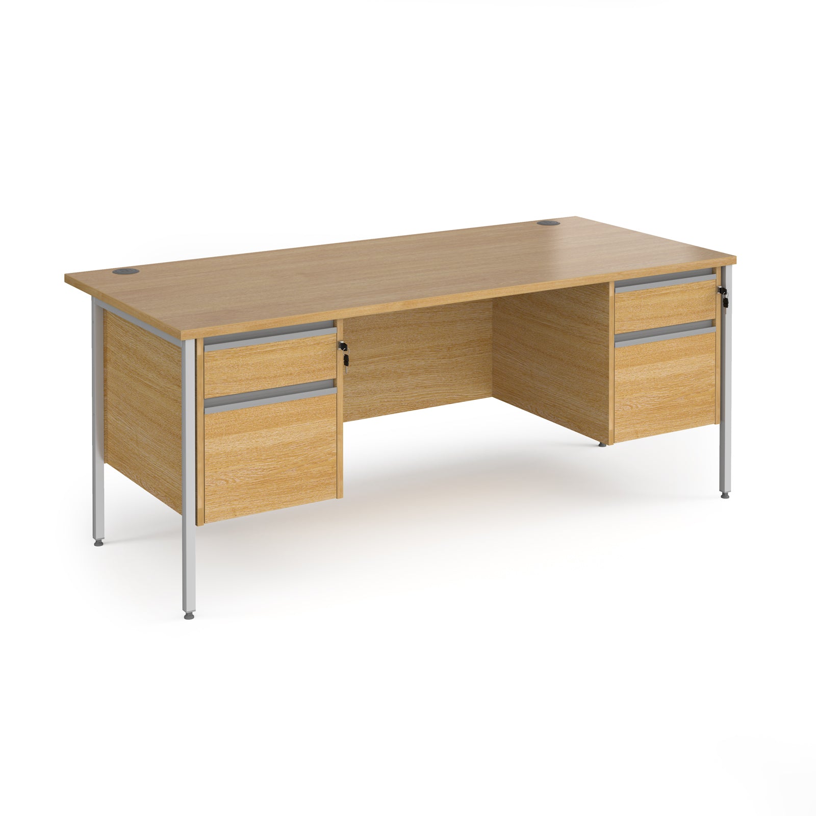 Chicago 25 Desk with H-Frame Legs - 2 and 2 Pedestals