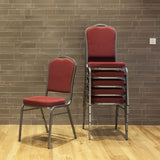 Crown Banqueting Chair - Burgundy Fabric - Silver Black Steel Frame
