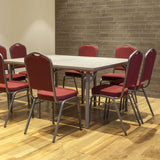 Crown Banqueting Chair - Burgundy Fabric - Silver Black Steel Frame