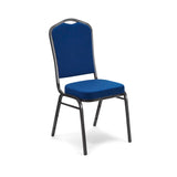 Crown Banqueting Chair - Blue Fabric with Silver Black Steel Frame