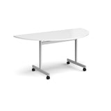 Primo Tilt Top Table - SEMI-CIRCULAR  - L1600mm x W800mm x H725mm - Silver Frame - Specify Tabletop Colour