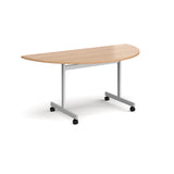 Primo Tilt Top Table - SEMI-CIRCULAR  - L1600mm x W800mm x H725mm - Silver Frame - Specify Tabletop Colour