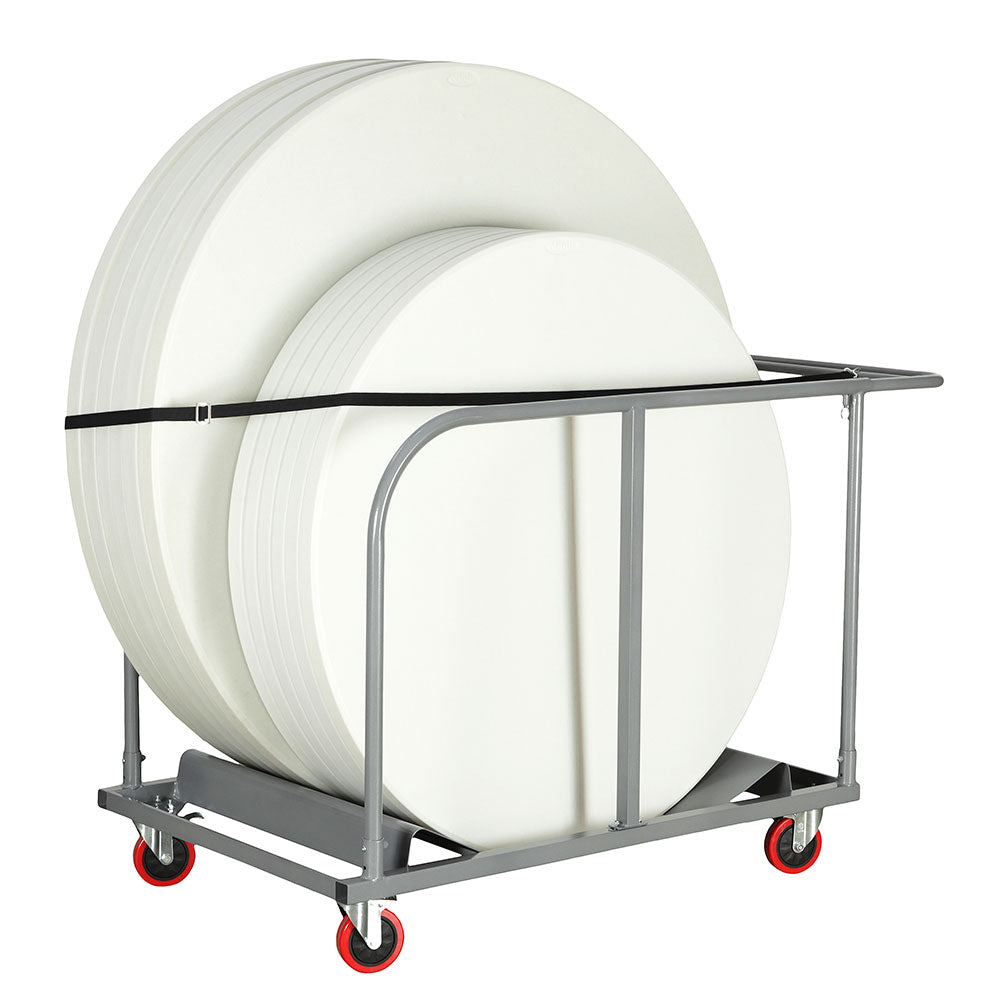 14 x 5ft Round Basics Plastic Folding Tables & Trolley (1530mm)
