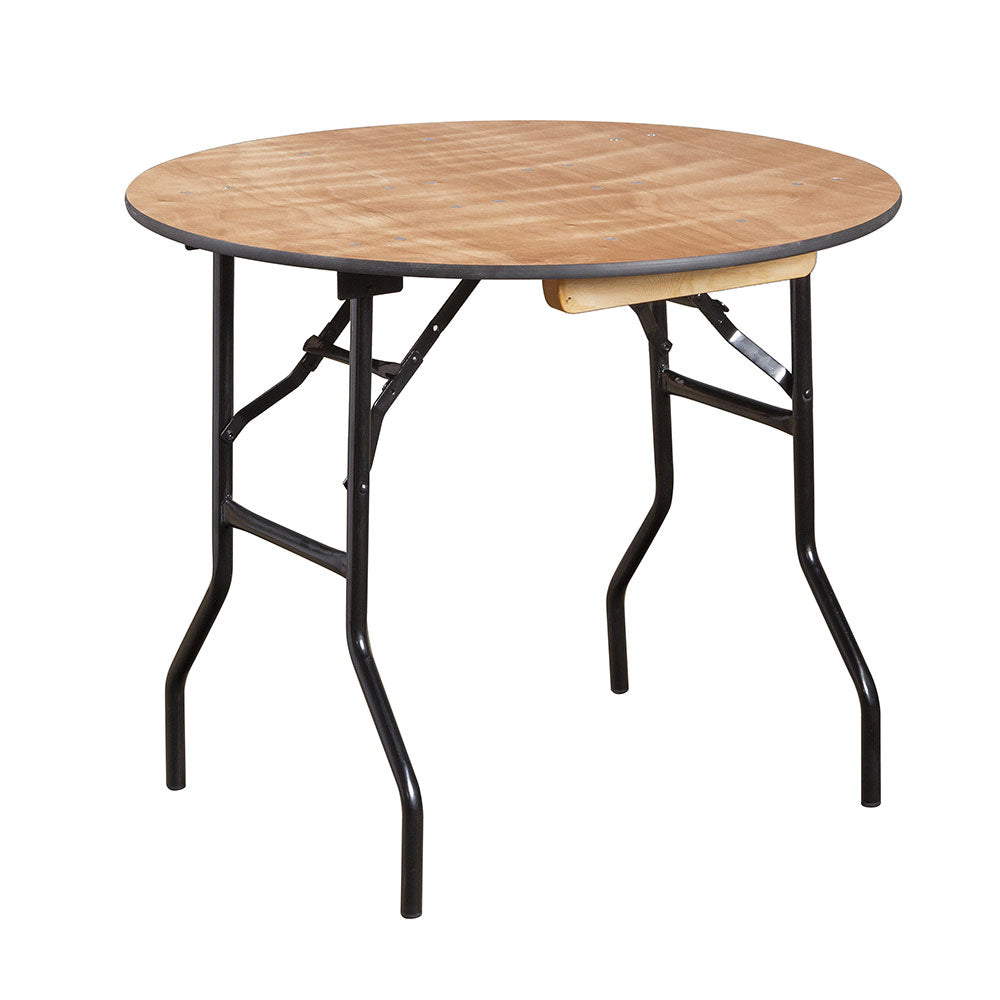 Round Wooden Folding Trestle Table - Dia 910mm (3')