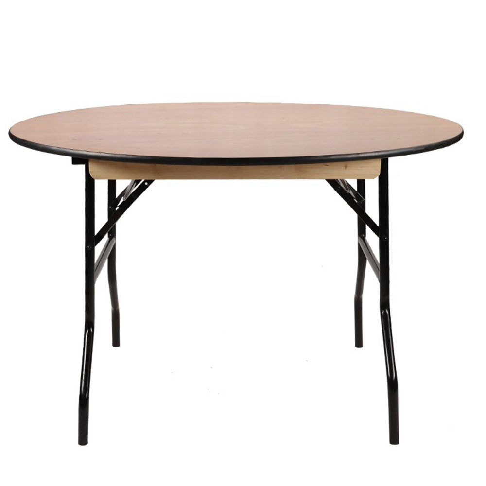 4ft Round Wooden Folding Table Bundle - 7 Tables & Trolley (1220mm)
