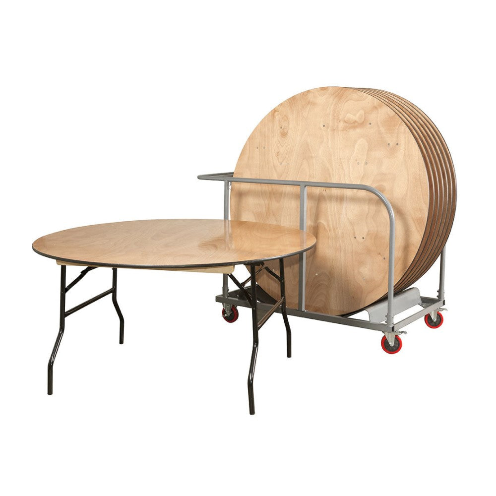 4ft Round Wooden Folding Table Bundle Tables Trolley (1220mm
