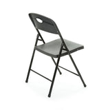 Smart contemporary black folding chair rear profile view.
