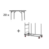 20 x Zown Rectangle Plastic Folding Tables & Trolley - 4ft x 2ft